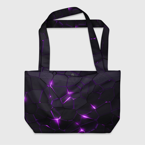 Пляжная сумка 3D Неоновые плиты с фиолетовым свечением