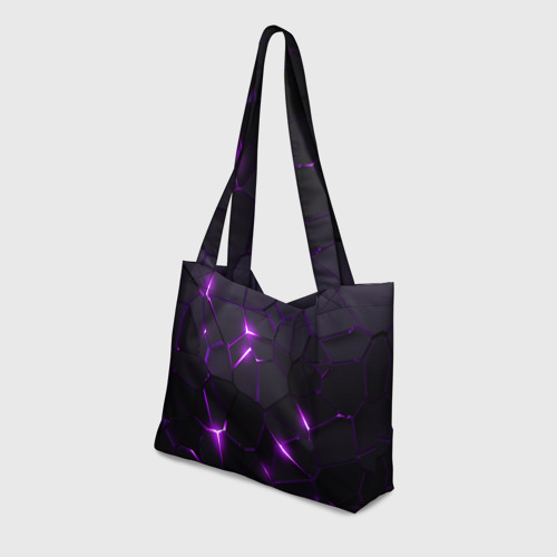 Пляжная сумка 3D Неоновые плиты с фиолетовым свечением - фото 3