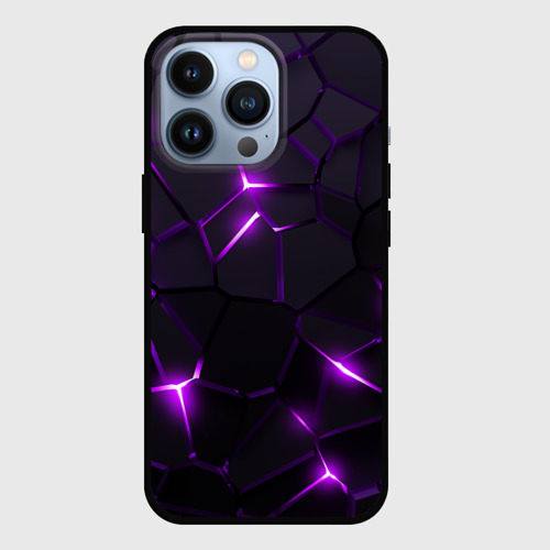 Чехол для iPhone 13 Pro Неоновые плиты с фиолетовым свечением, цвет черный