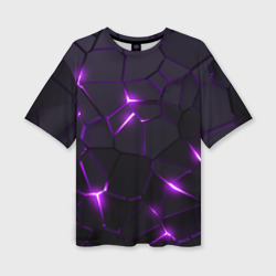 Женская футболка oversize 3D Неоновые плиты с фиолетовым свечением