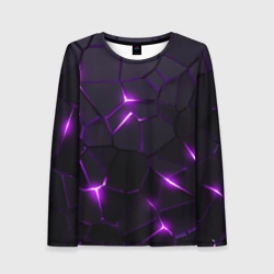 Женский лонгслив 3D Неоновые плиты с фиолетовым свечением