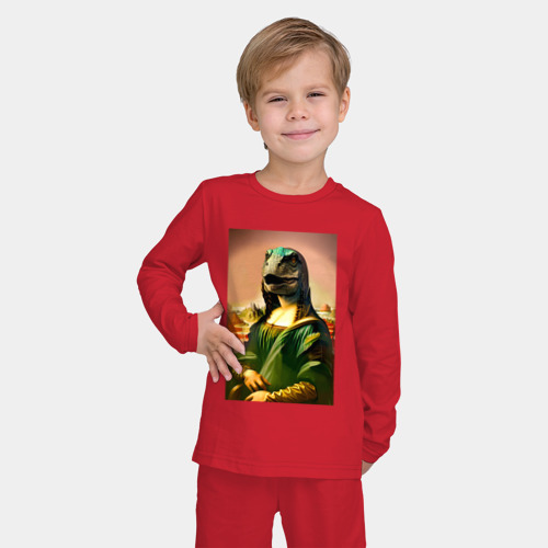 Детская пижама с лонгсливом хлопок Mona Lisa rex - neural network, цвет красный - фото 3