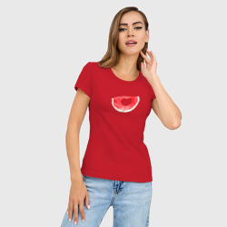 Женская футболка хлопок Slim Акварельный арбуз сердечко  - фото 2