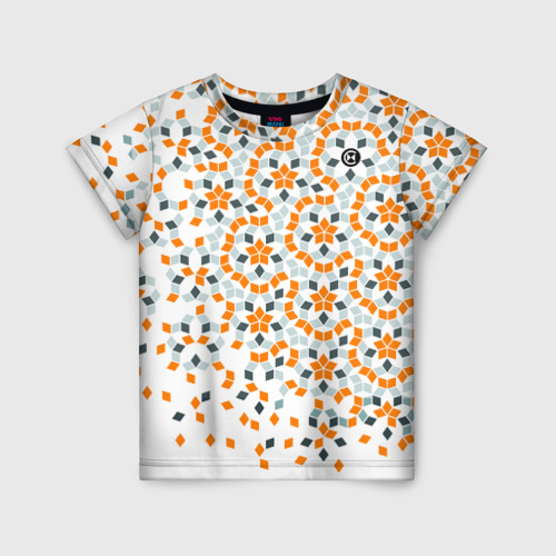 Детская футболка 3D Плитки Пенроуза в оранжево серой палитре, цвет 3D печать