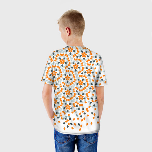 Детская футболка 3D Плитки Пенроуза в оранжево серой палитре, цвет 3D печать - фото 4