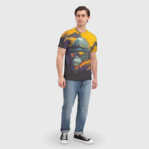 Мужская футболка 3D Горилла авиатор, цвет 3D печать - фото 5