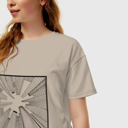 Женская футболка хлопок Oversize Небоскребы: перспектива города снизу в стиле графика - фото 2