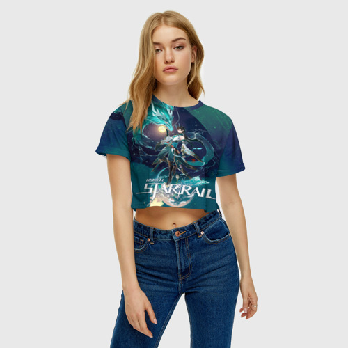 Женская футболка Crop-top 3D Дань Хэн пожиратель луны, цвет 3D печать - фото 4