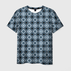Мужская футболка 3D Геометрический узор в серо-голубом цвете