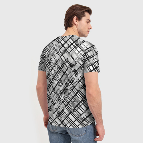 Мужская футболка 3D Чёрно-белая сеть, цвет 3D печать - фото 4