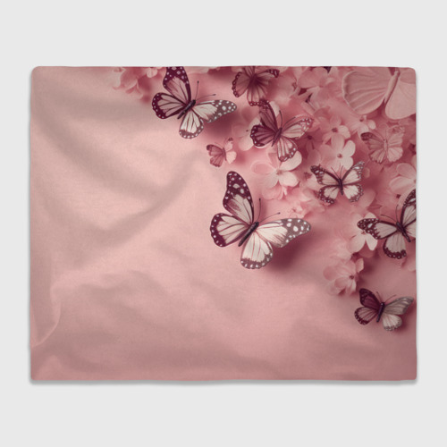 Плед 3D с принтом Бабочки и цветы, вид спереди #2