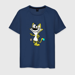 Мужская футболка хлопок Котик и компьютерная мышка