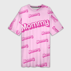 Мамочка в стиле барби - паттерн розовый – Платье-футболка с принтом купить
