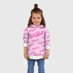 Толстовка с принтом Дочь в стиле барби - розовый паттерн для ребенка, вид на модели спереди №3. Цвет основы: белый