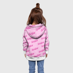 Толстовка с принтом Дочь в стиле барби - розовый паттерн для ребенка, вид на модели сзади №2. Цвет основы: белый