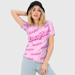 Женская футболка 3D Slim Дочь в стиле барби - розовый паттерн - фото 2