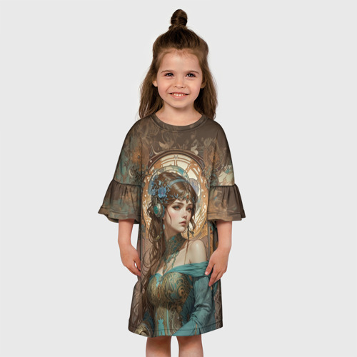 Детское платье 3D с принтом Зелёная ведьма, вид сбоку #3