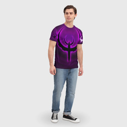 Футболка с принтом Quake фиолетовый для мужчины, вид на модели спереди №3. Цвет основы: белый