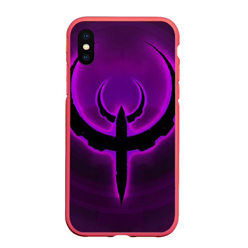 Чехол для iPhone XS Max матовый с принтом Quake фиолетовый, вид спереди #2