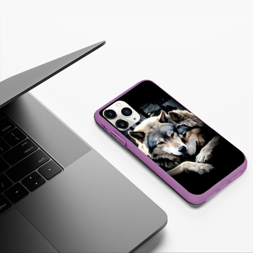 Чехол для iPhone 11 Pro матовый с принтом Волки - молодая семья, фото #5
