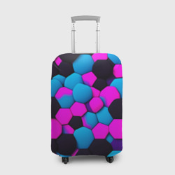 Чехол для чемодана 3D Узор черные розовые синии фигуры