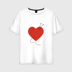 Ешь - вяжи - люби – Женская футболка хлопок Oversize с принтом купить со скидкой в -16%