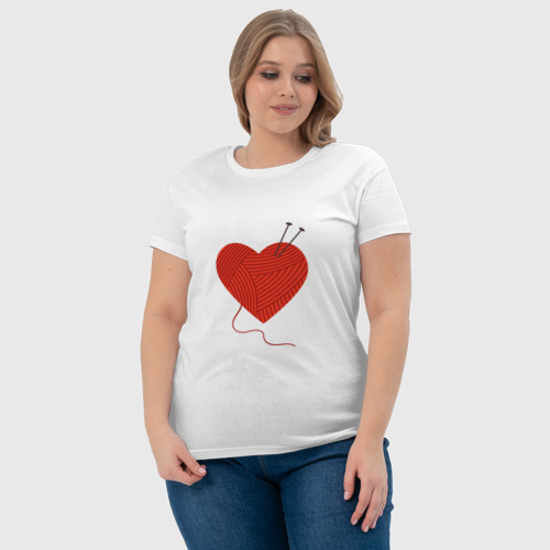 Женская футболка хлопок с принтом Ешь - вяжи - люби, фото #4