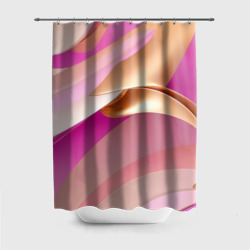 Штора 3D для ванной Розовый с золотом абстрактный фон