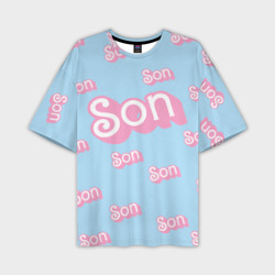 Мужская футболка oversize 3D Сын - в стиле Барби: паттерн голубой 