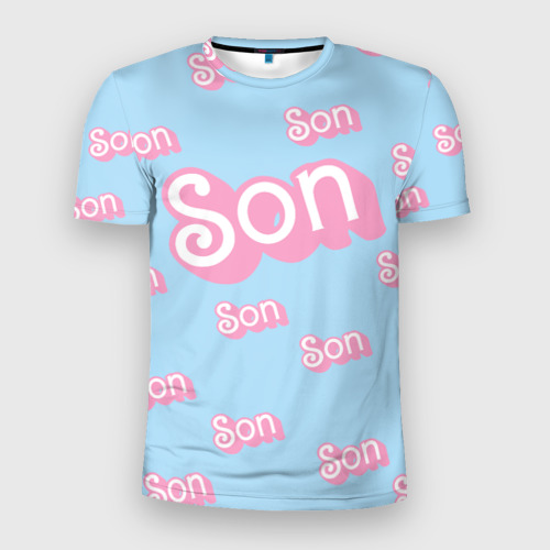 Мужская футболка 3D Slim Сын - в стиле Барби: паттерн голубой , цвет 3D печать