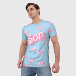 Мужская футболка 3D Сын - в стиле Барби: паттерн голубой  - фото 2
