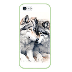 Чехол для iPhone 5/5S матовый Волчья дружная семья
