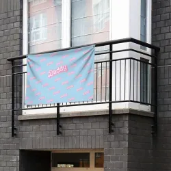 Флаг-баннер Папочка надпись в стиле Барби: паттерн голубой - фото 2