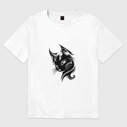Женская футболка хлопок Oversize Рысь дикий зверь