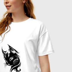 Женская футболка хлопок Oversize Рысь дикий зверь - фото 2