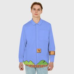 Мужская рубашка oversize 3D Первый уровень Марио - фото 2