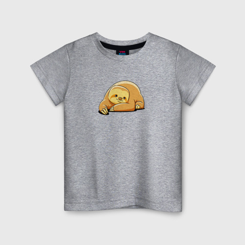 Детская футболка хлопок Ленивец отдыхает, цвет меланж