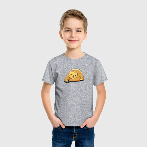 Детская футболка хлопок Ленивец отдыхает, цвет меланж - фото 3