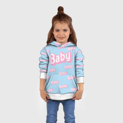 Толстовка с принтом Baby - Barbie style: blue pattern для ребенка, вид на модели спереди №3. Цвет основы: белый