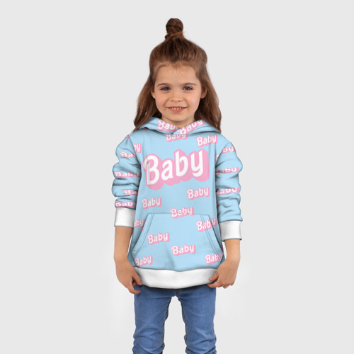 Детская толстовка 3D Baby - Barbie style: blue pattern, цвет белый - фото 4