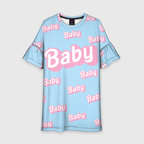 Детское платье 3D Baby - Barbie style: blue pattern, цвет 3D печать