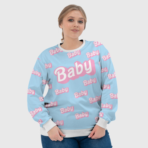 Женский свитшот 3D Baby - Barbie style: blue pattern, цвет 3D печать - фото 6