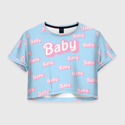 Женская футболка Crop-top 3D Baby - Barbie style: blue pattern