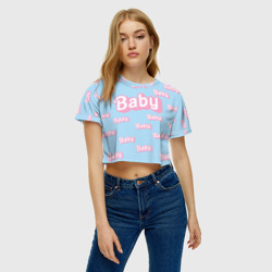 Женская футболка Crop-top 3D Baby - Barbie style: blue pattern - фото 2