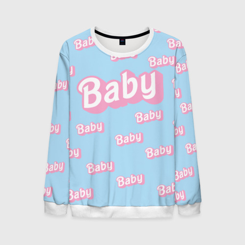 Мужской свитшот 3D Baby - Barbie style: blue pattern, цвет белый