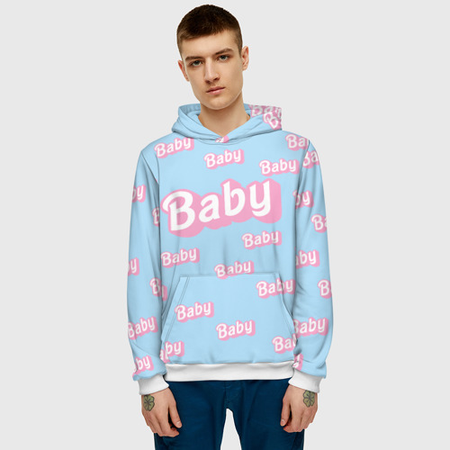 Мужская толстовка 3D Baby - Barbie style: blue pattern, цвет белый - фото 3