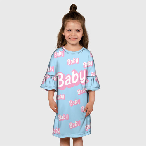 Детское платье 3D Baby - Barbie style: blue pattern, цвет 3D печать - фото 4