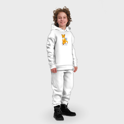 Детский костюм хлопок Oversize Лиса из мема, цвет белый - фото 3