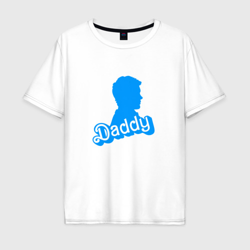 Мужская футболка из хлопка оверсайз с принтом Папочка - силуэт Кена, вид спереди №1