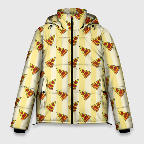 Мужская зимняя куртка 3D с принтом Узор из пиццы, вид спереди #2